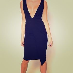 Boohoo Plunge Neck Wrap Pencil Dress